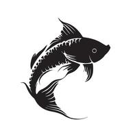 poisson koï. illustration d'icône vectorielle noir et blanc minimale. logo de poisson simple. art oriental asiatique. vecteur