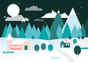 Paysage d'hiver gratuit Design plat Vector