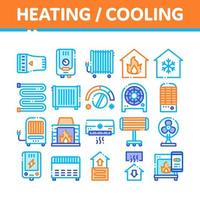 ensemble d'icônes vectorielles de collecte de chauffage et de refroidissement vecteur