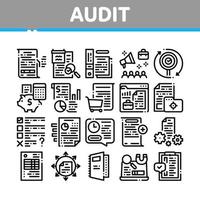 audit finance rapport collection icônes ensemble vecteur