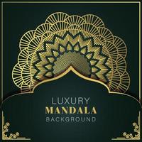 mandala de luxe doré avec un design élégant de fond noir pour le henné d'invitation d'anniversaire vecteur