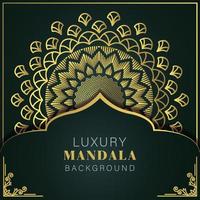 mandala de luxe doré avec un design élégant de fond noir pour le henné d'invitation d'anniversaire vecteur