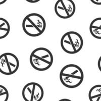 aucune icône de signe de fumer dans un style plat. illustration vectorielle de cigarette sur fond blanc isolé. concept d'entreprise de modèle sans couture de nicotine. vecteur