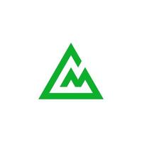 lettre gm triangle vert montagne ligne logo vecteur