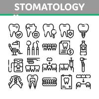 ensemble d'icônes de fine ligne vectorielle de collection de stomatologie vecteur