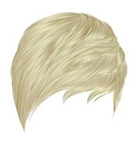 femme tendance cheveux courts couleurs blondes. la frange . style de beauté de la mode. 3d réaliste. vecteur