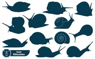 collection vectorielle de silhouette d'escargot animal dans différentes poses vecteur