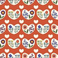 motif floral sans couture. conception vectorielle avec des coeurs, des fleurs et des branches adaptées à la saint-valentin, pour le papier, la couverture, le tissu, la décoration intérieure et plus encore. vecteur