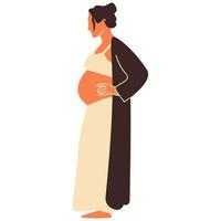 femme enceinte. illustration vectorielle de concept dans un style minimal. portrait féminin abstrait. clipart bohème. illustration vectorielle stock, eps 10. vecteur