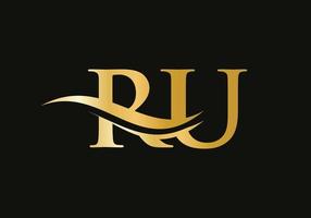 vecteur de logo ru vague d'eau. création de logo swoosh letter ru pour l'identité de l'entreprise et de l'entreprise