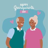 grand-mère et grand-père sur la conception de vecteur de fête des grands-parents heureux