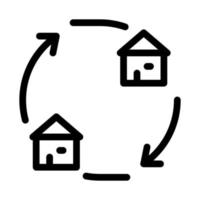 illustration de contour vectoriel icône échange de maisons