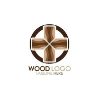 vecteur de conception d'icône de modèle de logo en bois, utilisé pour les usines de bois, les plantations de bois, le traitement des grumes, les meubles en bois, les entrepôts de bois avec un concept minimaliste moderne