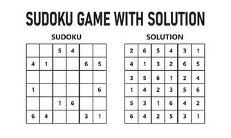 jeu de sudoku avec solution. jeu de puzzle sudoku avec des nombres. peut être utilisé comme un jeu éducatif. puzzle logique pour les enfants ou jeu de loisirs pour adultes. vecteur