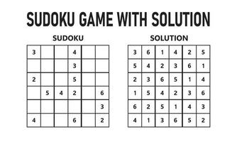 jeu de sudoku avec solution. jeu de puzzle sudoku avec des nombres. peut être utilisé comme un jeu éducatif. puzzle logique pour les enfants ou jeu de loisirs pour adultes. vecteur