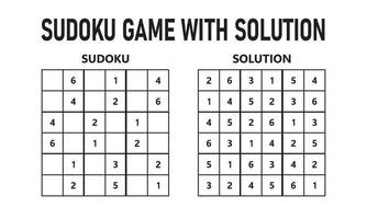 jeu de sudoku avec solution. jeu de puzzle sudoku avec des nombres. peut être utilisé comme un jeu éducatif. puzzle logique pour les enfants ou jeu de loisirs pour adultes. vecteur