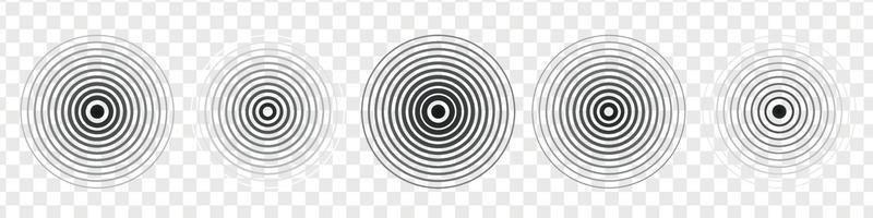 onde sonore du sonar. signal cercle concentrique. signal radial des vibrations. illustration vectorielle isolée vecteur