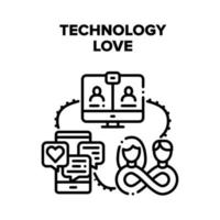 technologie amour relation vector illustration noire