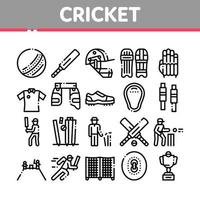icônes d'éléments de collection de jeu de cricket set vector