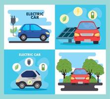 voitures écologiques et électriques avec conception de vecteur de prise et de panneau solaire