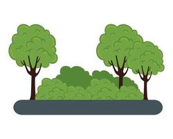 arbres avec dessin vectoriel d'arbustes