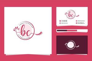 collections initiales de logo féminin bc et modèle de carte de visite vecteur premium