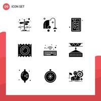interface mobile glyphe solide ensemble de 9 pictogrammes de médecine matérielle hachant des éléments de conception vectoriels modifiables de préservatif médical vecteur