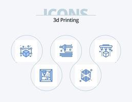 pack d'icônes bleues d'impression 3d 5 conception d'icônes. impression. 3d. gadget. impression. 3d vecteur