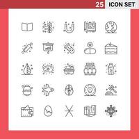 25 icônes créatives signes et symboles modernes de conception de plan d'éducation d'impression internet éléments de conception vectoriels modifiables vecteur