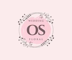 os initiales lettre mariage monogramme logos modèle, modèles minimalistes et floraux modernes dessinés à la main pour cartes d'invitation, réservez la date, identité élégante. vecteur