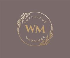 wm initiales lettre mariage monogramme logos modèle, modèles minimalistes et floraux modernes dessinés à la main pour cartes d'invitation, réservez la date, identité élégante. vecteur