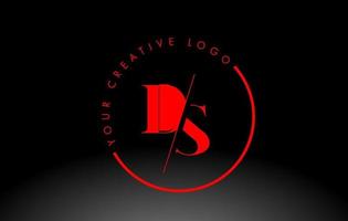 création de logo de lettre rouge ds serif avec coupe croisée créative. vecteur