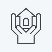 icone refuge sans volontariat. lié au symbole du bénévolat. style de ligne. aide et soutien. Amitié vecteur