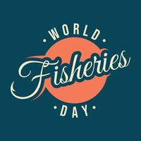 lettre journée mondiale de la pêche avec hameçon sur le mot conception de l'emblème de la pêche vecteur