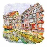 colmar france croquis aquarelle illustration dessinée à la main vecteur