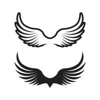 ensemble de vecteurs d'icônes noires d'ailes. ensemble de design minimaliste moderne vecteur