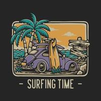 illustration vectorielle temps de surf pour la conception de t shirt vecteur