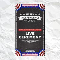 joyeux jour de l'indépendance 4 juillet histoires instagram modèle de publication sur les médias sociaux bannière affiche vecteur