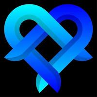 logo de connexion bleu illustration vectorielle isolée. vecteur de connexion en forme de coeur pour le logo, l'icône, le signe, le symbole, la conception ou la décoration. illusion d'optique logo de connexion en forme d'amour bleu