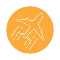 icône de style de ligne de bloc de transport volant avion vecteur