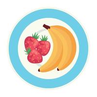 fruits frais sur le plat, sur fond blanc vecteur