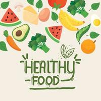bannière aliments sains, fruits et légumes vecteur