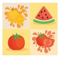 définir des bannières de fruits et légumes vecteur
