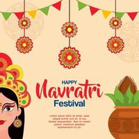 affiche de célébration joyeuse navratri avec maa durga vecteur