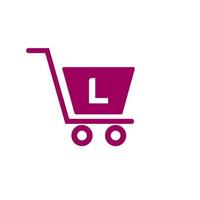 lettre l chariot chariot. modèle de concept de logo initial en ligne et shopping vecteur