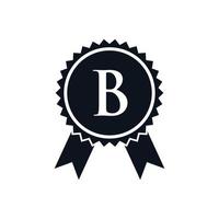 insigne de médaille certifié gagnant sur le modèle de logo b. signe d'insigne de best-seller vecteur