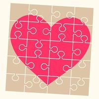 coeur d'amour rose pièces de puzzle illustration design plat vecteur