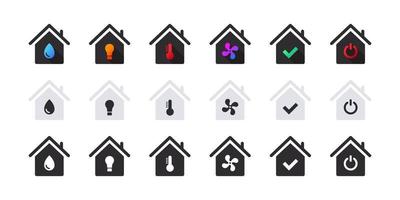 ensemble d'icônes de maison intelligente. maison intelligente avec des icônes fonctionnelles. icônes vectorielles