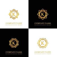 collection de logo initial k avec ornement de mandala de luxe pour mariage, spa, hôtel, logo de soins de beauté vecteur