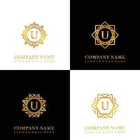 collection de logo initial u avec ornement de mandala de luxe pour mariage, spa, hôtel, logo de soins de beauté vecteur
